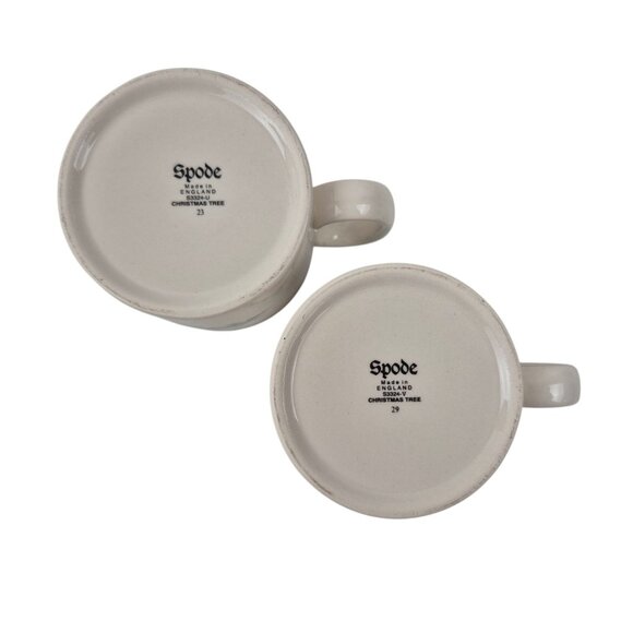 Spode Christmas Tree Mug Set of 2 Green Trim England S3324 Vintage Earthenware - Picture 4 of 10